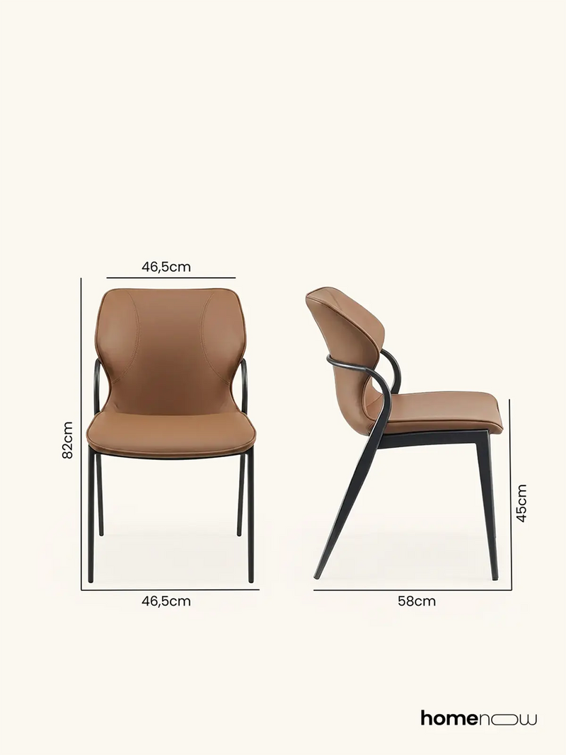 Cadeira Brooklyn estofada em courino sintético PU. caramelo #cor_caramelo