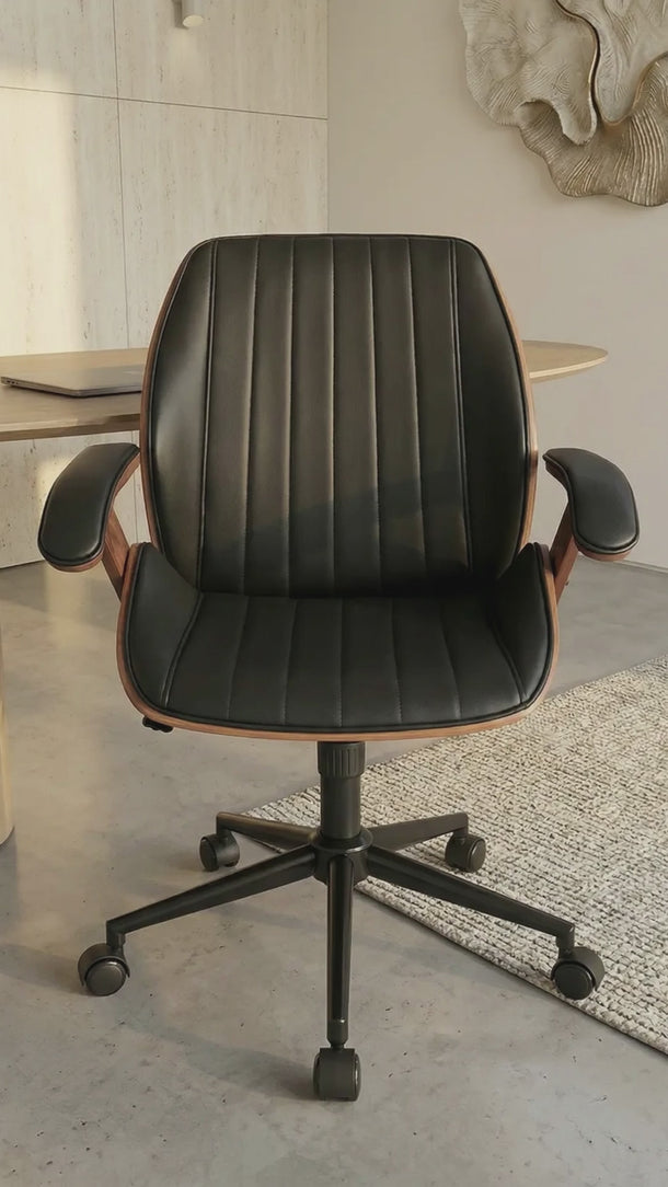 Cadeira De Escritório Saragoça Diretor giratória com função relax Preto #cor_preto