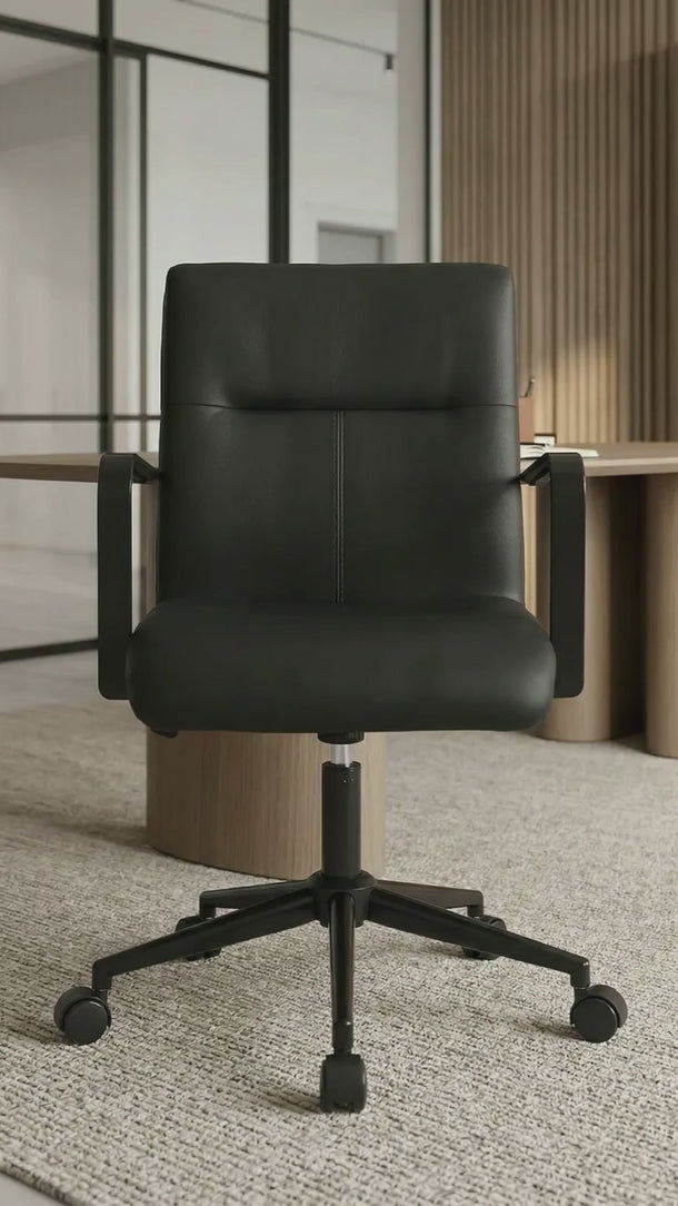 Cadeira De Escritório Zurich Diretor em courino sintético PU com função relax e ajuste de altura. Preto #cor_preto