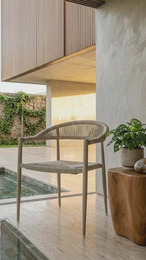 Cadeira Trancoso em alumínio e corda Bege #cor_bege