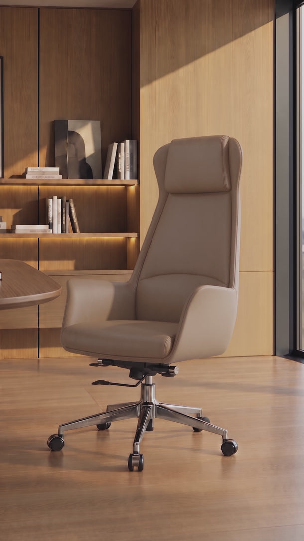 Cadeira De Escritório Atlanta Presidente em courino sintético PU com função relax e pistão classe 3. Fendi #cor_fendi