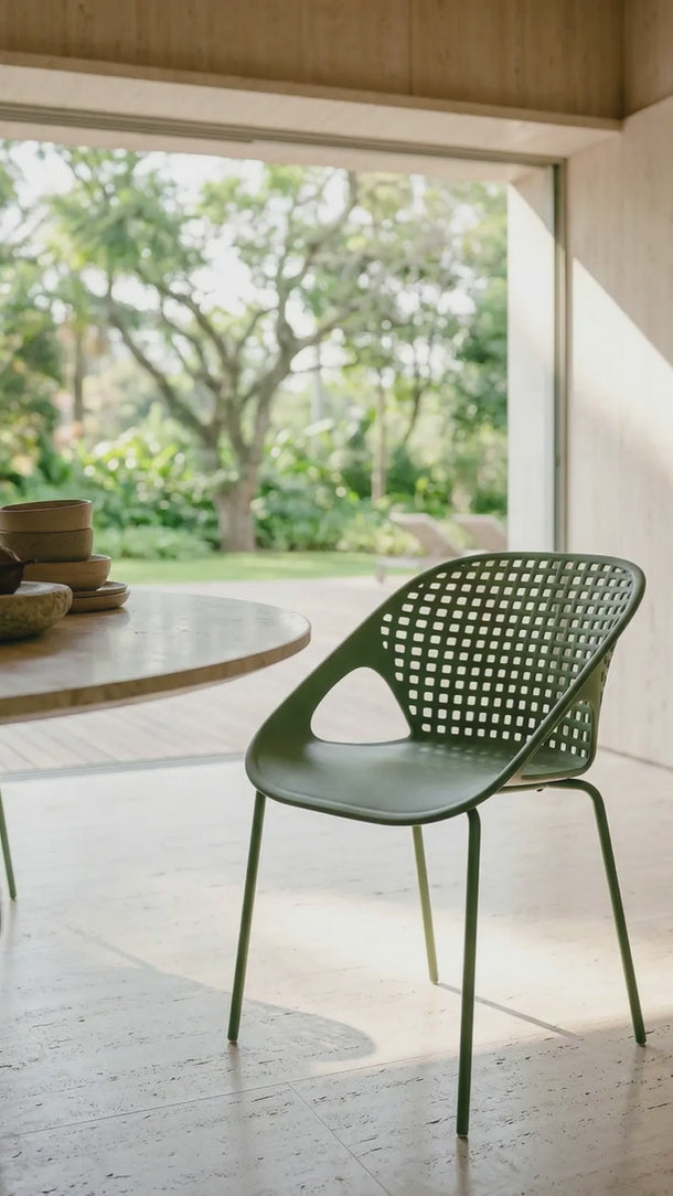Cadeira Tulum em polipropileno resistente Verde #cor_verde